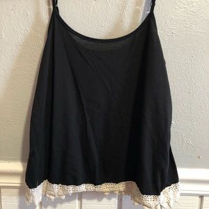 Black top with crochet lining